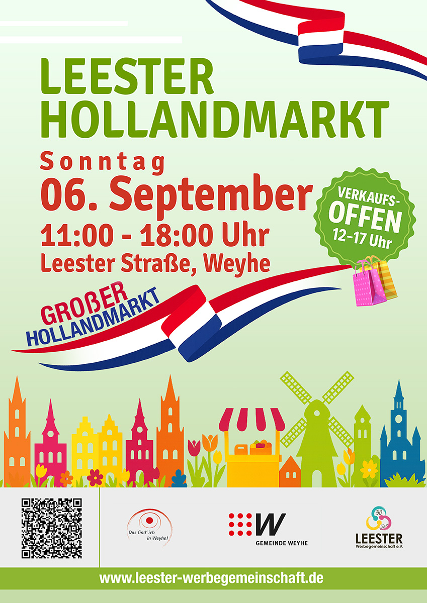 Plakat Leester Hollandmarkt am Sonntag, 06. September 2026