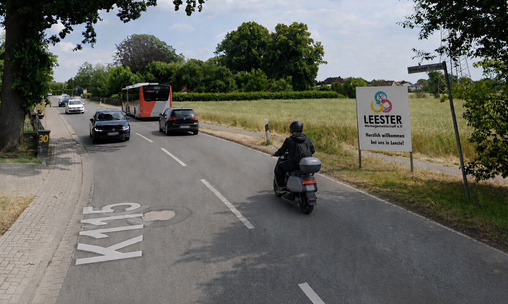 Werbetafel der Leester Werbegemeinschaft an der Hördenstraße in Weyhe